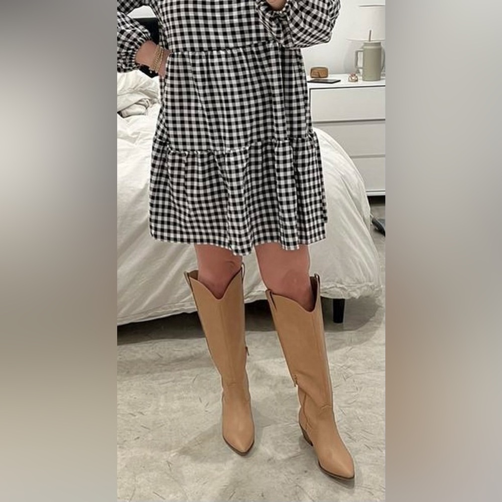 NWT Universal Thread Tan Western Knee-High Heeled Boots